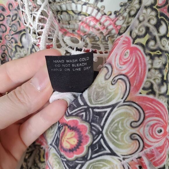 Rue 21 Mandala Print Crochet Back Sleeveless Boho Tunic Top Multicolor XL - Picture 9 of 11